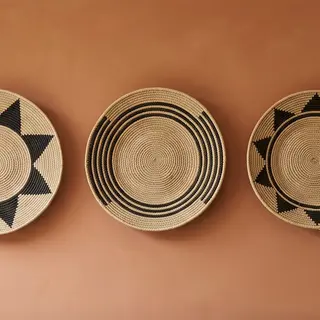 Illustration : Paniers muraux tressés main à motif africain, lot de 3