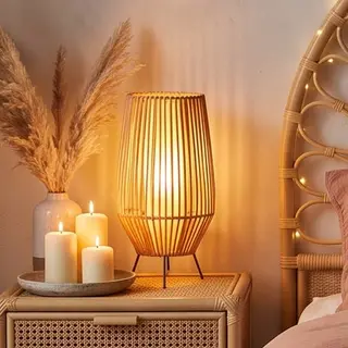 Illustration : Lampes de chevet bohèmes en rotin, lot de 2