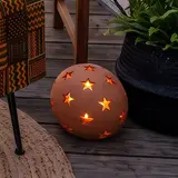 Illustration : Boule décorative en terre cuite à motif d’étoiles, 17 cm