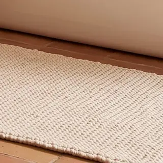 Illustration : Tapis de bain en coton tressé, crème, 60 × 120 cm